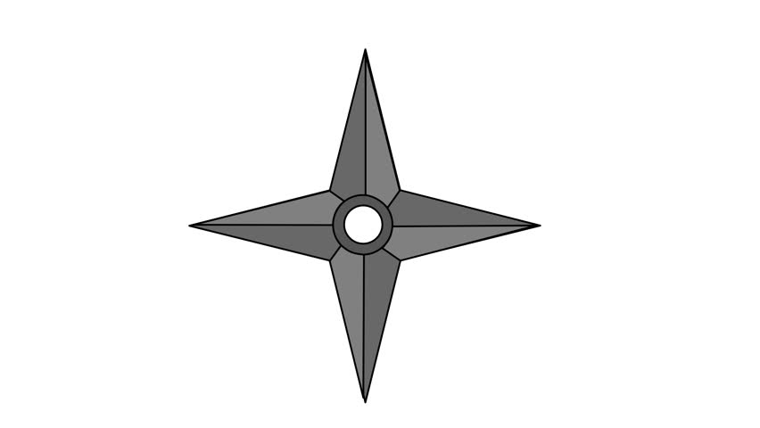 Shuriken Icon Animation. Japanese Throwing Star. Alpha Channel. Seamless Looping.