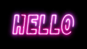 Hello neon text animation video. glowing neon hello game music animation black background 4k. - Powered by Shutterstock - Get 15% off with code: PIKWIZARD15