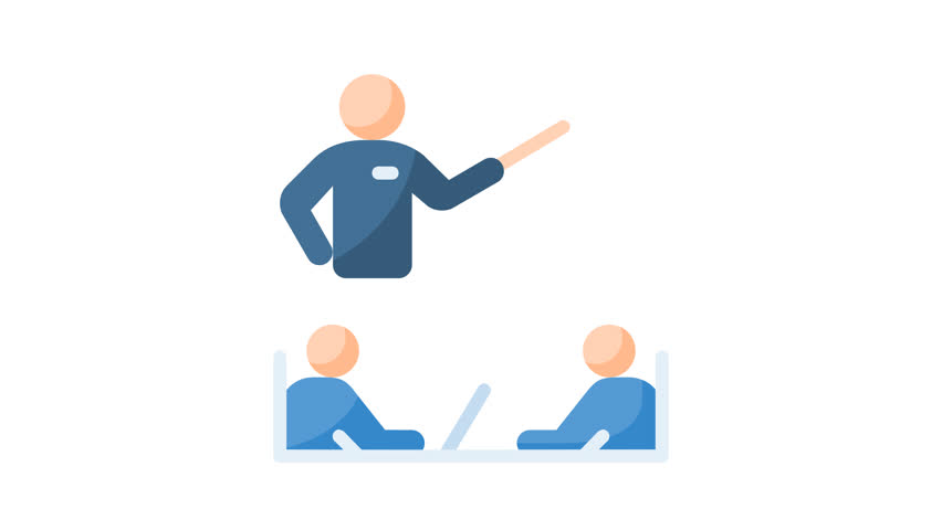 Animated presentation with instructor showing bar graph to audience. Suitable for presentations, business reports, educational materials, corporate training, data analysis concept