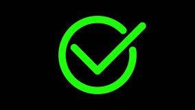 Check mark symbol animation. Animation of check mark icon. Approve and confirm sign. Correct symbol in motion graphic. Transparent background with alpha channel - Powered by Shutterstock - Get 15% off with code: PIKWIZARD15
