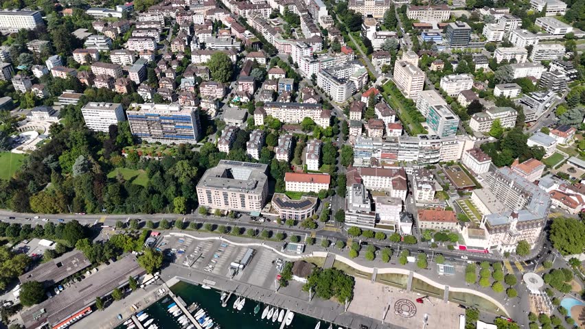 Bird's-eye view of Lausanne city in Vaud, Switzerland