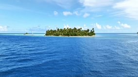 Drone Rangiroa atoll. Aerial view Tuamotu islands in French Polynesia. Tropical beach, palm trees and clear ocean water. Exotic travel destination for honeymoon, cruise, snorkeling and scuba diving.  - Powered by Shutterstock - Get 15% off with code: PIKWIZARD15