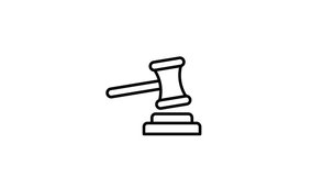 Gavel line icon. Black color line icon animation. 4K video with transparent background - Powered by Shutterstock - Get 15% off with code: PIKWIZARD15