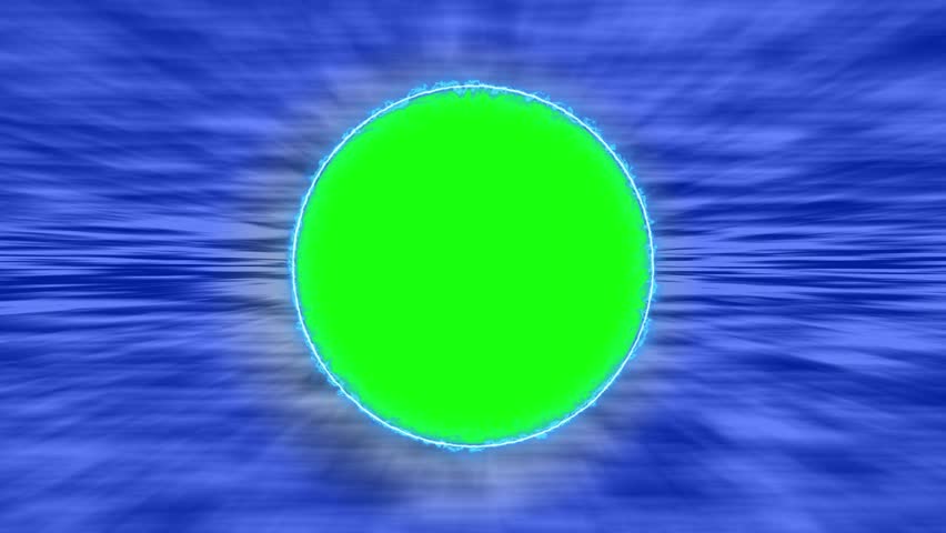 Seamless green circle surrounded by exploding blue speed line or ocean waves effect, suitable for profile frame or product frame.