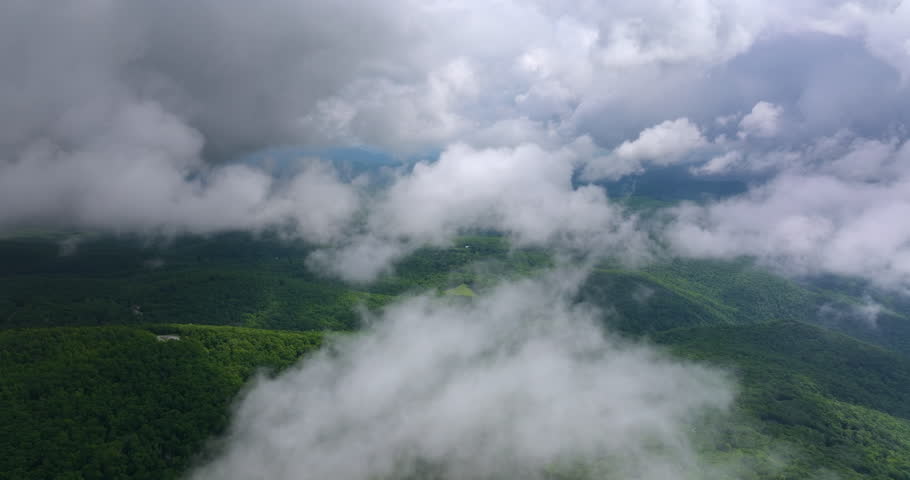 Nature landscape of Tennessee Appalachian mountains. Mountain forest with green canopies in summer rain season