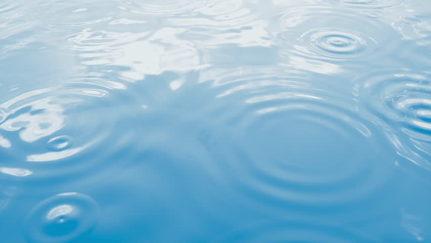 Blue water and raindrops, water surface background, 3d rendering. Motion Graphic.