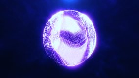 Vibrant purple sphere of light particles in motion on a dark background, creating a sense of cosmic energy and futuristic innovation, video in high quality 4k, motion design - Powered by Shutterstock - Get 15% off with code: PIKWIZARD15