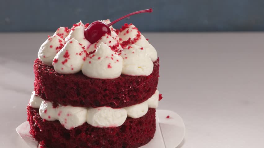 red cake cherry and cream food