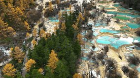 Aerial shots of Huanglong national park in autumn, China. - Powered by Shutterstock - Get 15% off with code: PIKWIZARD15