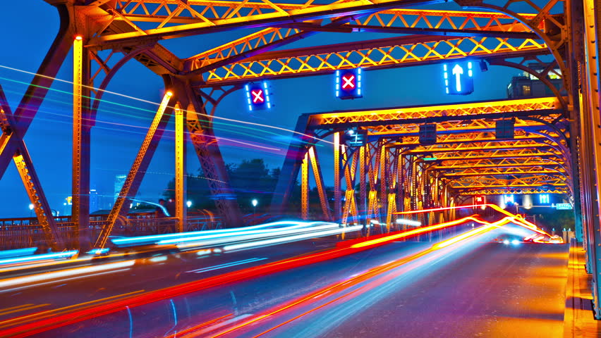 traffic on a bridge in the city 