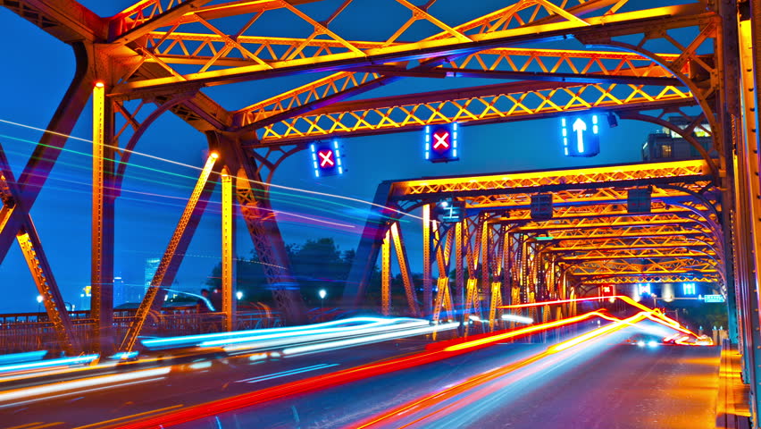 traffic on a bridge in the city 