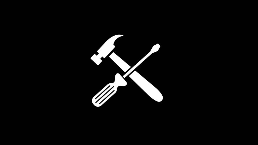 Hammer and screwdriver repair tools icon. service tools icon. Servicing concept logotype icon animation.