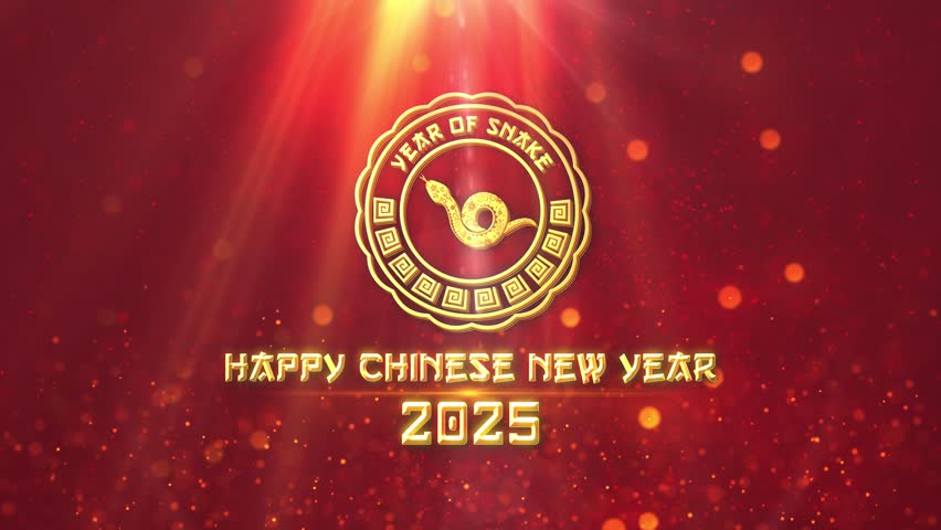 4K Resolution, 3840x2160 Pixels, Chinese New Year 2025 Wishes Intro Opener Background, 2025 Year of Snake Background Animation, 
Useful for Chinese Events, Chinese New Year Wishes, Chinese New Year