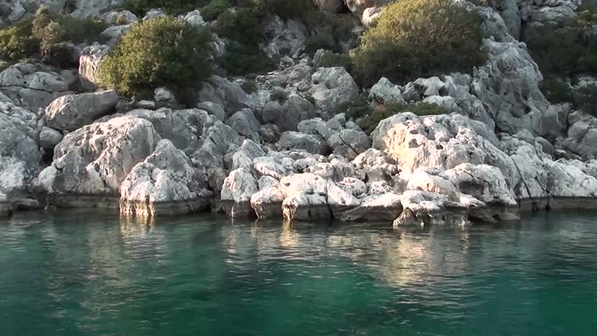 picturesque scenery of seacoast taken from the sea 