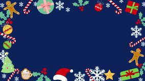 Merry Christmas and Happy New Year Decorative Greeting Card. Celebration Banner Template on Snowy night Background. Winter Background with Christmas Decorations and  Snowflakes. Holidays Frame Design. - Powered by Shutterstock - Get 15% off with code: PIKWIZARD15