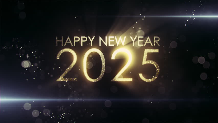 New year 2025, beautiful background, new year celebration. Animated text that says Happy New Year 2025. 3D Illustration. 3D Illustration. 3D Illustration