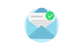 Emails sent successfully icon animation on white background. Message done with checkmark - Powered by Shutterstock - Get 15% off with code: PIKWIZARD15
