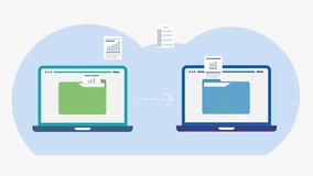 Sending Business Files Between two laptops Animation Design. Digital Documents Transfer and Exchange . Move Folder to Another Computer Concept - Powered by Shutterstock - Get 15% off with code: PIKWIZARD15