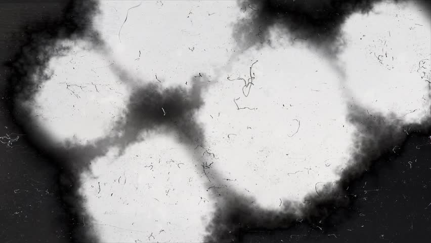 Damage to an old celluloid film strip. Tearing. Burning. Transition. Glitches. Overlay. 4K resolution.