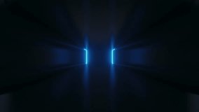 Endless corridor with neon lines tending up and moving forward a concrete corridor illuminated with blue neon lights. Futuristic abstract colorful background in bright neon blue colors. 3d animation - Powered by Shutterstock - Get 15% off with code: PIKWIZARD15