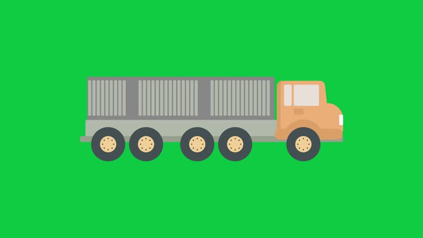 Cargo Container Truck Looping Animation on Green Screen