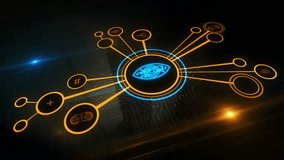 Cyber eye spying and security control symbol digital concept. Cyber technology and computer network background abstract 3d animation. - Powered by Shutterstock - Get 15% off with code: PIKWIZARD15