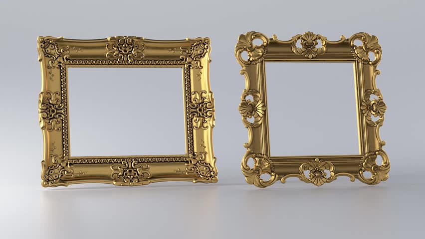 Close up view rotating motion unique photo frame with white background.