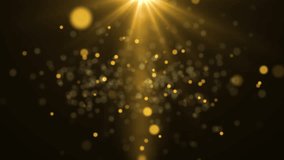 Abstract Background of Gold Particles with Shining Stars, Glitter Dust, and Bokeh. Futuristic Sparkling Fly Motion and Flickering Loop Effect in Space on a Black Background, Ideal for Awards and Celeb - Powered by Shutterstock - Get 15% off with code: PIKWIZARD15