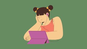 Cartoon Animation of Girls Using Tablet and Earphones - Powered by Shutterstock - Get 15% off with code: PIKWIZARD15
