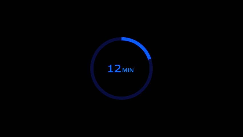 12 minutes timer clock icon 4k animation background.