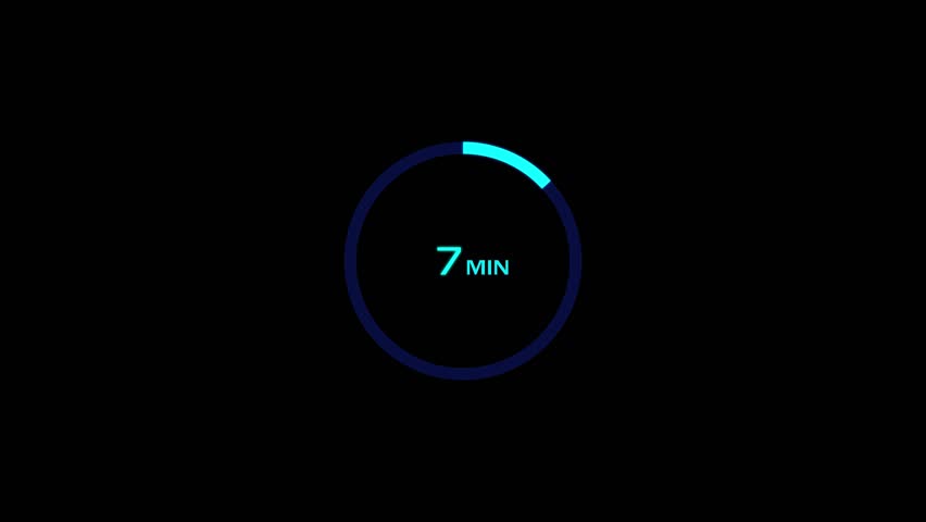 7 minutes timer clock icon 4k animation background.