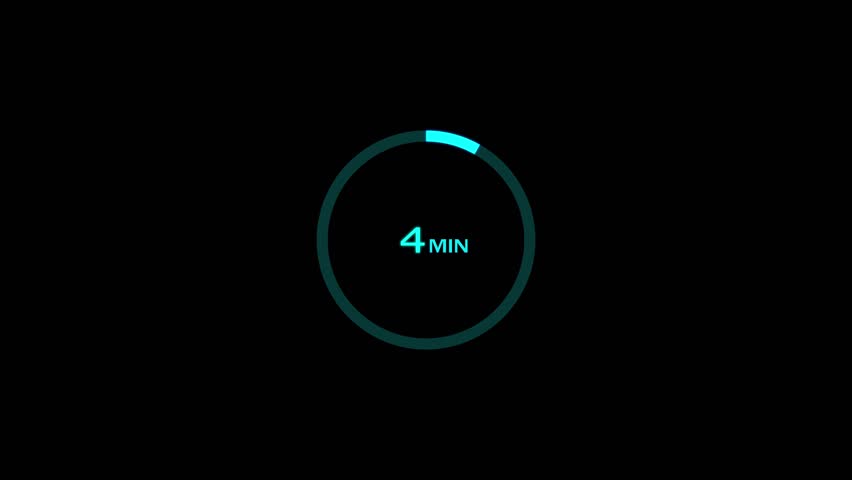 4 minutes timer clock icon 4k animation background.