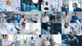 Collection of images featuring medical professionals and scientist in lab and surgery, highlighting teamwork, innovation, and advanced healthcare technology. - Powered by Shutterstock - Get 15% off with code: PIKWIZARD15