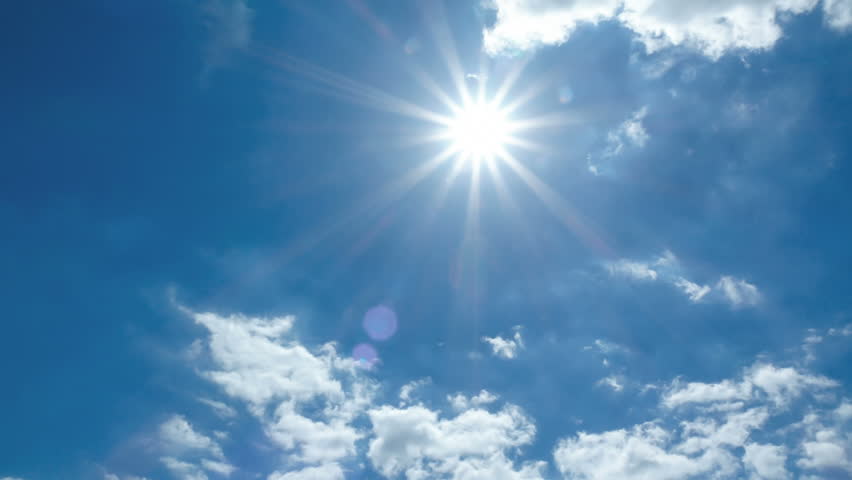 Sunshine and a clear blue sky.