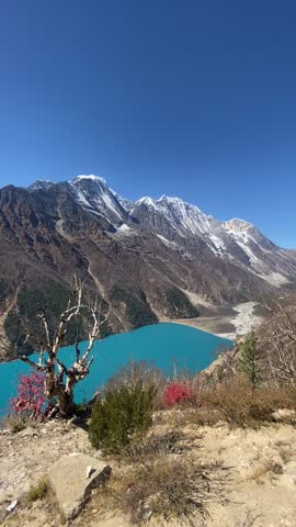 Amazing view of all three endings of Y shaped Shey-Phoksundo lake from the ultimate third view point.