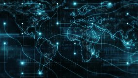 Futuristic world map showing interconnected network and data flow visualization - Powered by Shutterstock - Get 15% off with code: PIKWIZARD15