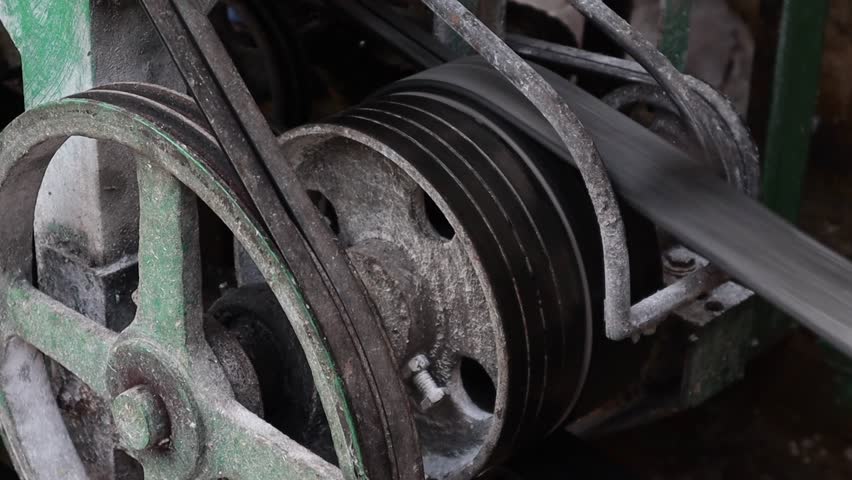 close up of meat grinder pulley, food industry
