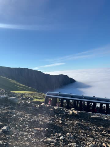 Snowdonia Mountain Train Emerging From Cloud 