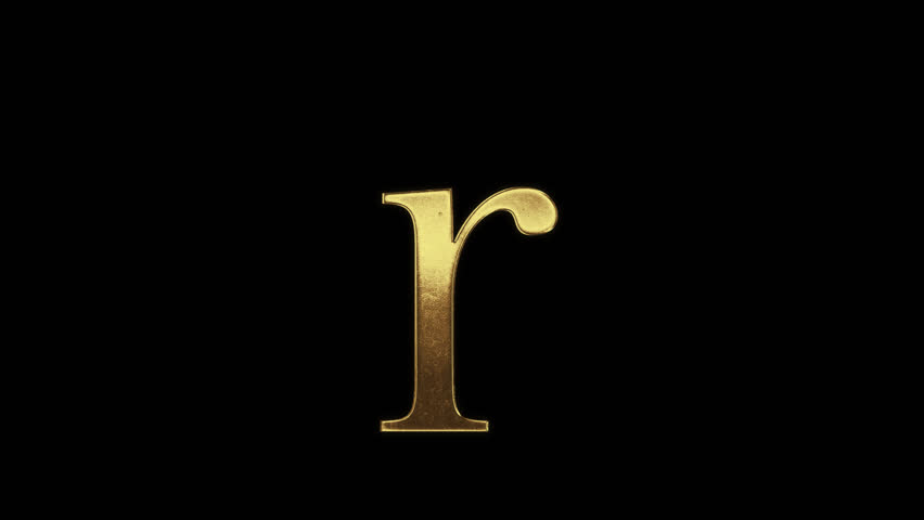 It is a golden alphabet whose outlines reflect in the light. Alpha channel.