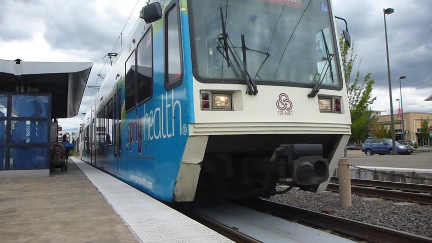 PORTLAND, OREGON - CIRCA 2012: Time lapse with metro train, tri met MAX,