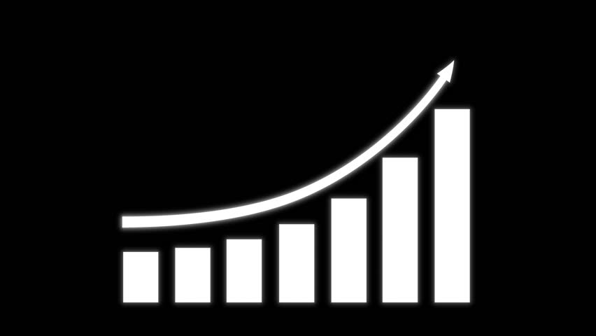 Growth Infographic Animation. Increase Sales in Business Plan 4K Video, Alpha Channel. Investment. Growing Up Arrow on Animated Chart Icon.