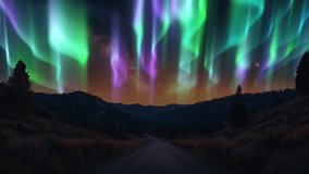 Aurora borealis over the mountains. Loop animation - Powered by Shutterstock - Get 15% off with code: PIKWIZARD15