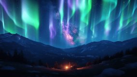 Aurora borealis over the mountains. Loop animation - Powered by Shutterstock - Get 15% off with code: PIKWIZARD15