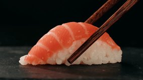 Sashimi Nigiri Platter, japanese sushi restaurant, Fresh Tuna and Salmon Slices in modern cafe, traditional food, raw red fish dish, omega 3. - Powered by Shutterstock - Get 15% off with code: PIKWIZARD15