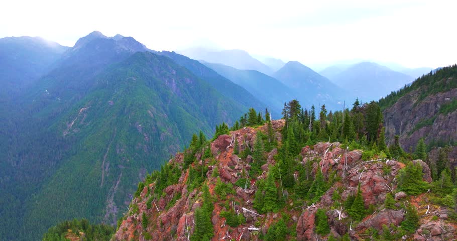 Aerial Drone over Olympic National Park Wilderness