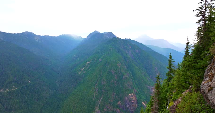 Green Forests and Peaks Washington Aerial Drone
