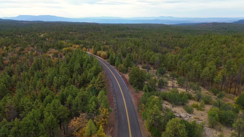 Aerial Views of Open Roads in Northern Arizona, America, USA. 
