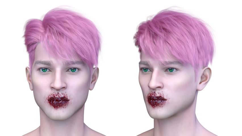 3D rendering of a male vampire face close-up