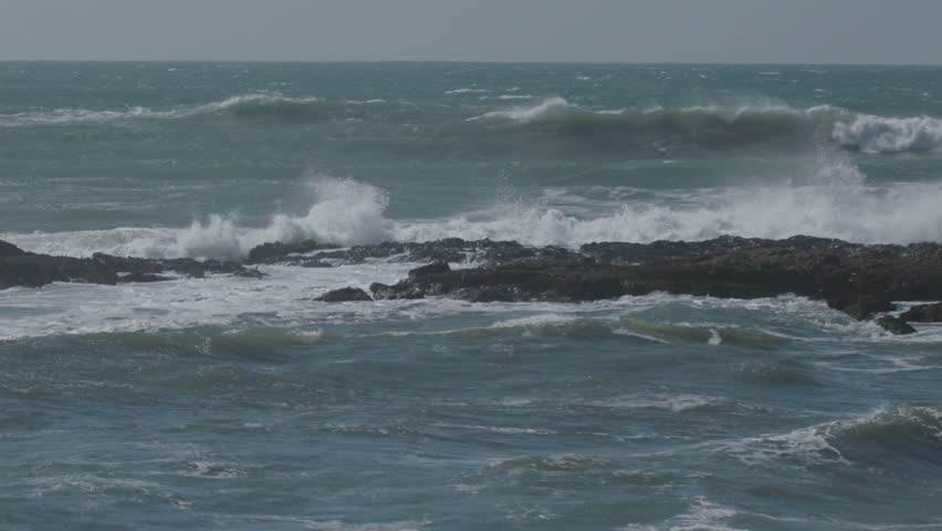 Pacific Ocean Waves Crash into California Coast