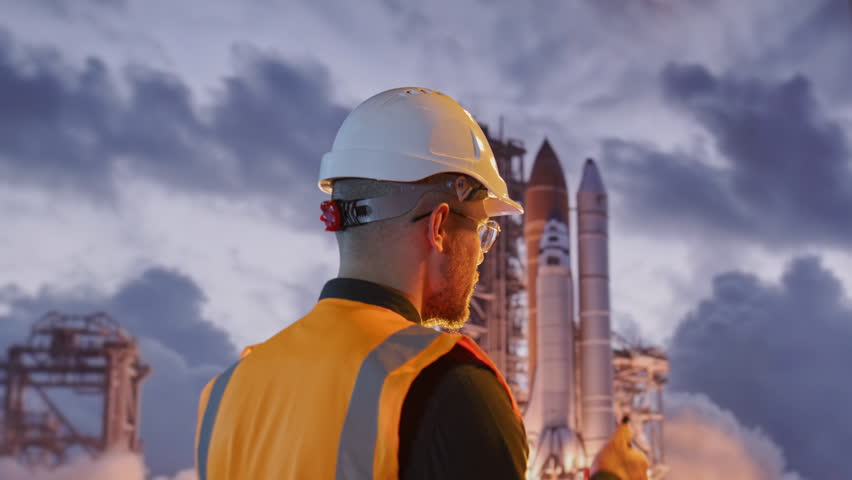 Safety Engineer Observing Rocket Launch Space Mission Technology Industry Innovation